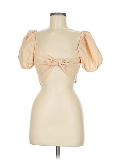 Pre-owned Gianni Bini Short Sleeve Top Tan Sweetheart Neckline Tops In Brown