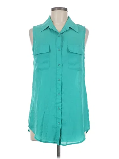 Pre-owned Gianni Bini Sleeveless Button Down Shirt In Teal