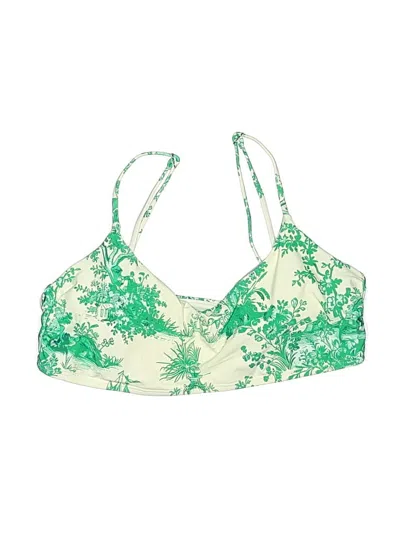 Pre-owned Gianni Bini Swimsuit Top Green Print Pattern Swimwear
