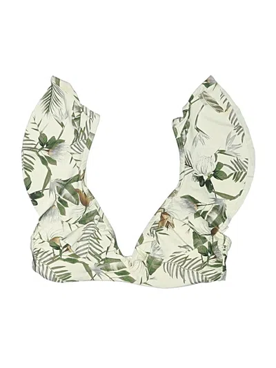 Pre-owned Gianni Bini Swimsuit Top Ivory Tropical Pattern Swimwear