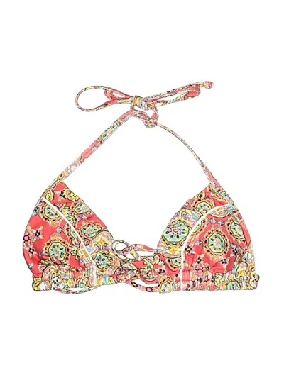 Pre-owned Gianni Bini Swimsuit Top Red Paisley Pattern Swimwear