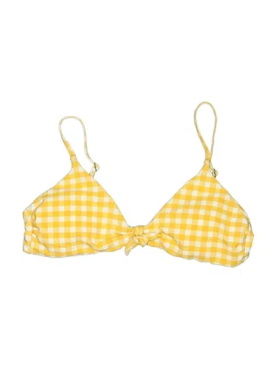 Pre-owned Gianni Bini Swimsuit Top Yellow Checkered/gingham Pattern Swimwear