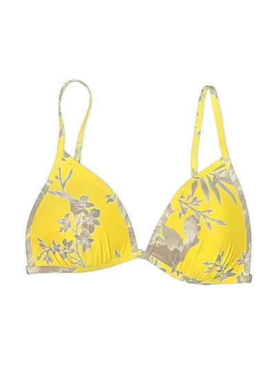 Pre-owned Gianni Bini Swimsuit Top Yellow Print Pattern Swimwear