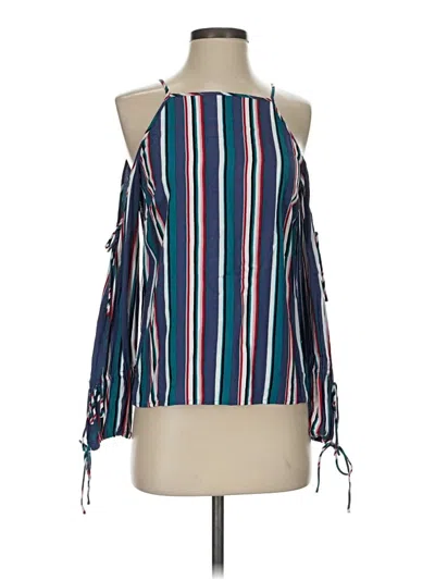 Pre-owned Gianni Bini Tank Top Blue Cold Shoulder Neckline Tops