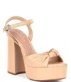 Gianni Bini Women's Hartliye Leather Knot Ankle Strap Platform Sandals In Nude In Gold