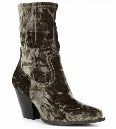 Gianni Bini Women's Star-crossd 3 Western Booties In Green Velvet In Multi