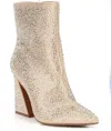 Gianni Bini Women's Zeller Sparkle Block Heel Boots In Gold In Gold