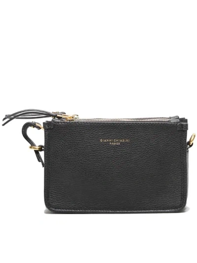 Gianni Chiarini 3 Square Shaped Zips Shoulder Bag In Black