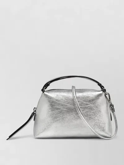 Gianni Chiarini Alifa Clutch Bag Detachable Strap Top Handle In Silver