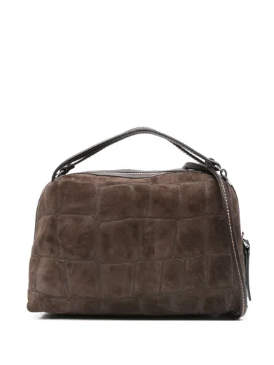 Gianni Chiarini Alifa Crocodile-print Tote Bag In Brown