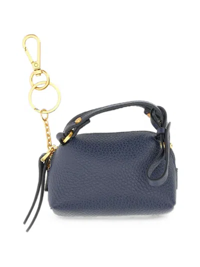 Gianni Chiarini Alifa Hammered Leather Keyring In Blue