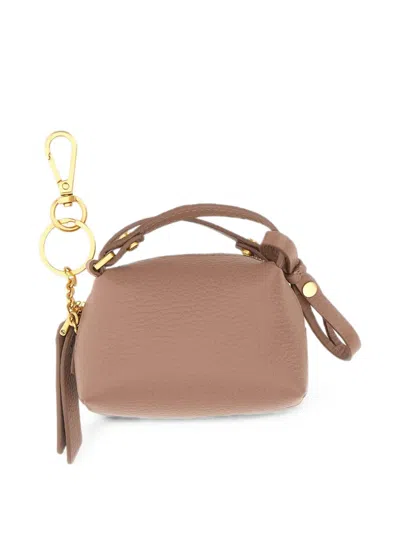 Gianni Chiarini Alifa Hammered Leather Keyring In Brown