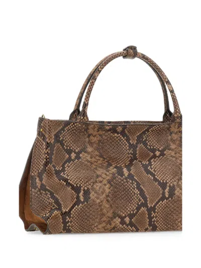 Gianni Chiarini Amal Snake-print Leather Tote Bag In Brown
