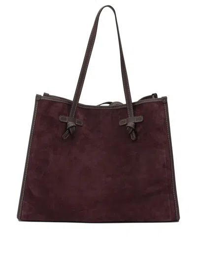 Gianni Chiarini Amarone Suede Leather Handbag In Brown