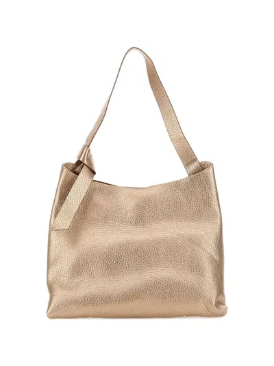 Gianni Chiarini Amira Knotted Leather Shoulder Bag In Gold