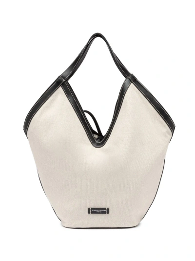 Gianni Chiarini Amphora Straw Shopper With Leather Profiles In Neutrals