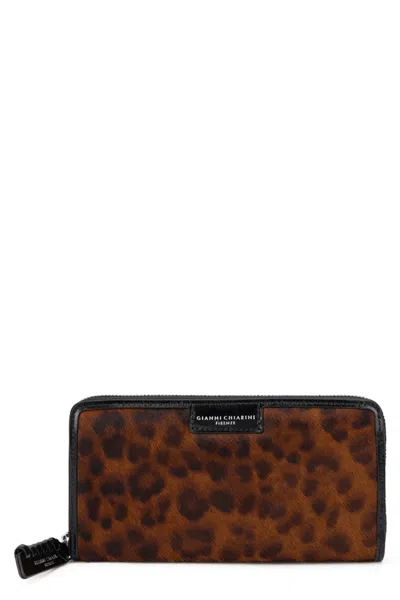 Gianni Chiarini Animal Print Wallet In Brown