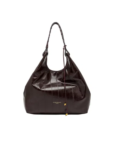 Gianni Chiarini Antique Ruby Dua Eel Print Leather Tote Bag In Brown
