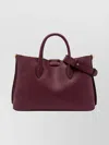 Gianni Chiarini Structured Wine Berry Double Grain Leather Handbag In Burgundy