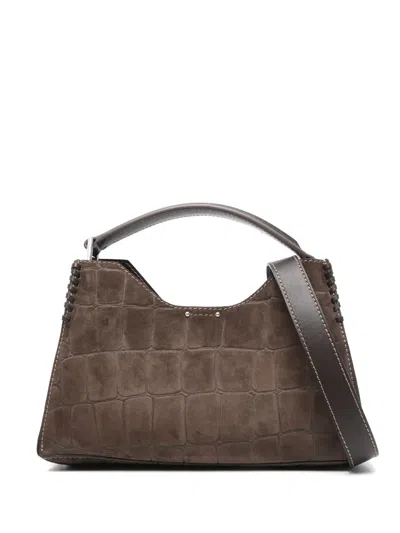 Gianni Chiarini Aurora Crocodile-print Tote Bag In Brown
