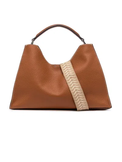 Gianni Chiarini Aurora Double Grained Brown Leather Maxi Bag