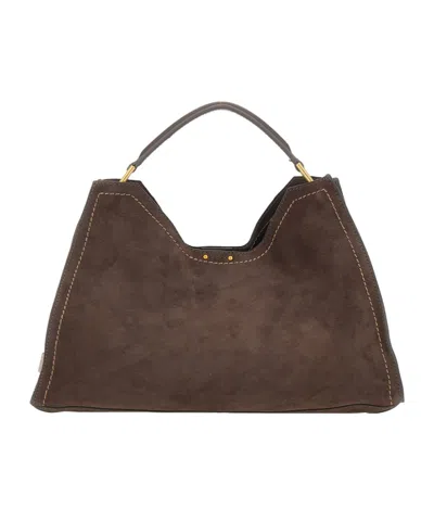 Gianni Chiarini Aurora Suede Shoulder Bag In Brown