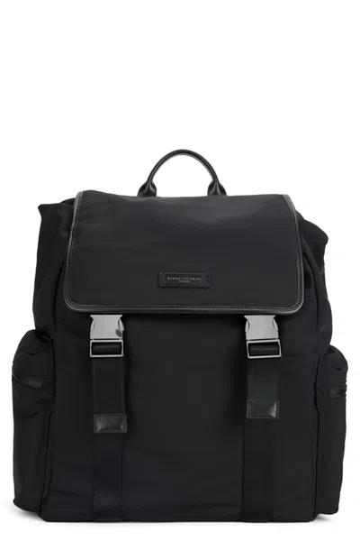 Gianni Chiarini Backpack Made Of Technical Fabric And Leather In Black