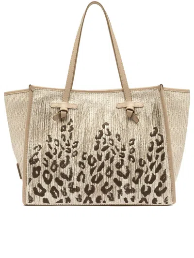 Gianni Chiarini Marcella Abstract Leopard Print Woven Tote In Multi