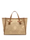 Gianni Chiarini Geometric Pattern Bag With Leather Handles In Beige