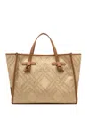 Gianni Chiarini Geometric Pattern Bag With Leather Handles In Beige