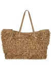 Gianni Chiarini Marcella Shopping Bag In Fabric With Raffia Curls In Brown