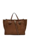 Gianni Chiarini Knotted Buckle Suede Tote Bag In Brown