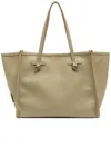 Gianni Chiarini Marcella Rectangular Neutral Pebbled Leather Tote In Green