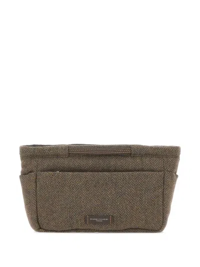 Gianni Chiarini Bags In Bag Herringbone Wool Clutch Bag In Brown
