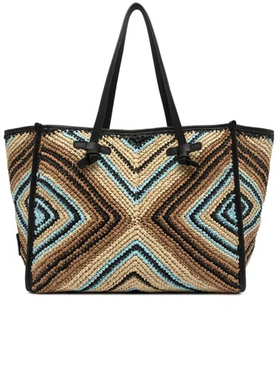 Gianni Chiarini Marcella Woven Trimmed Tote Bag In Neutral