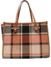 Gianni Chiarini Plaid Shopper Bag With Leather Trim In Brown