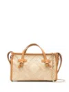 Gianni Chiarini Textured Woven Handbag With Leather Accents In Beige