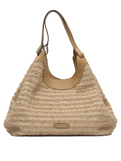 Gianni Chiarini Beige Raffia Bucket Bag In Neutral