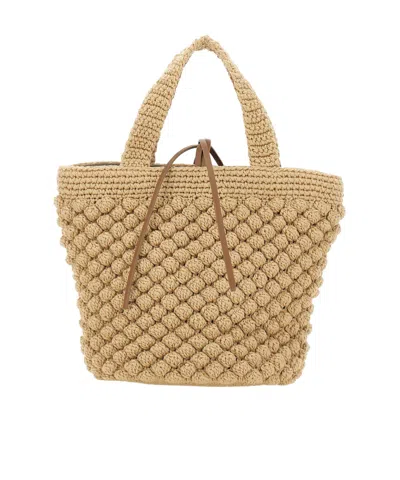 Gianni Chiarini Bella Woven Crochet Handbag In Nude