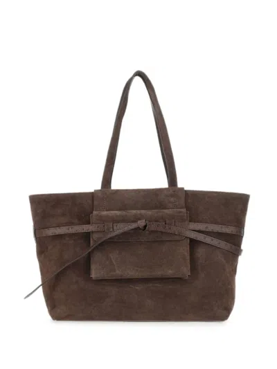 Gianni Chiarini Belty Ostrich-effect Suede Shoulder Bag In Brown