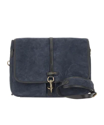 Gianni Chiarini Berlino Suede Large Shoulder Bag In Blue