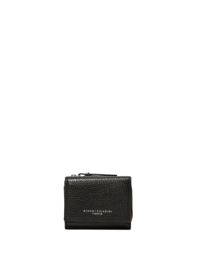 Gianni Chiarini Black Leather Trifold Wallet In Nero