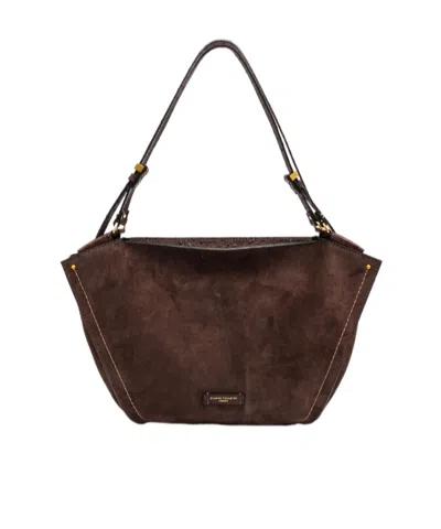 Gianni Chiarini Large Bloom Suede Shoulder Bag In Brown