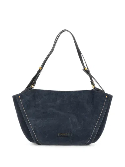 Gianni Chiarini Bloom Suede Shoulder Bag In Blue