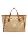 Gianni Chiarini Geometric Pattern Bag With Leather Handles In Beis