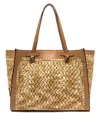 Gianni Chiarini Woven Texture Tote Bag With Leather Accents In Marrón