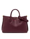 Gianni Chiarini Structured Wine Berry Double Grain Leather Handbag In Red