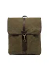 Gianni Chiarini Berlin Canvas Backpack Leather Finishes In Verde Oscuro