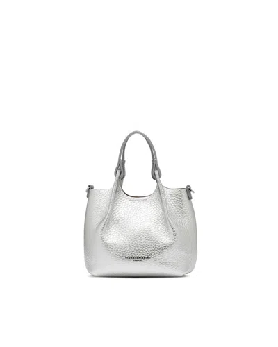 Gianni Chiarini Dua Bubble Leather Tote Bag In Silver