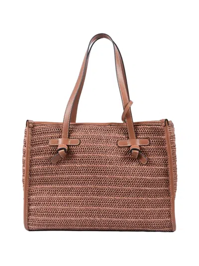 Gianni Chiarini Bow-detail Woven-design Shoulder Bag In Brown
